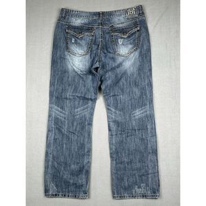Request Y2K Jeans Men 44x34* Flap Pockets Hip Hop Baggy Fade Whiskers Streetwear